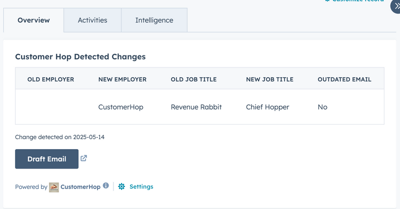 Customer Hop Detected Changes